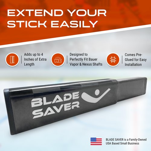 BLADE SAVER Bauer Vapor and Nexus Composite Hockey Stick Extension Senior Carbon Fiber Composite Hockey Stick Plug End Made for Bauer Vapor and Nexus, Senior 4" End Plug