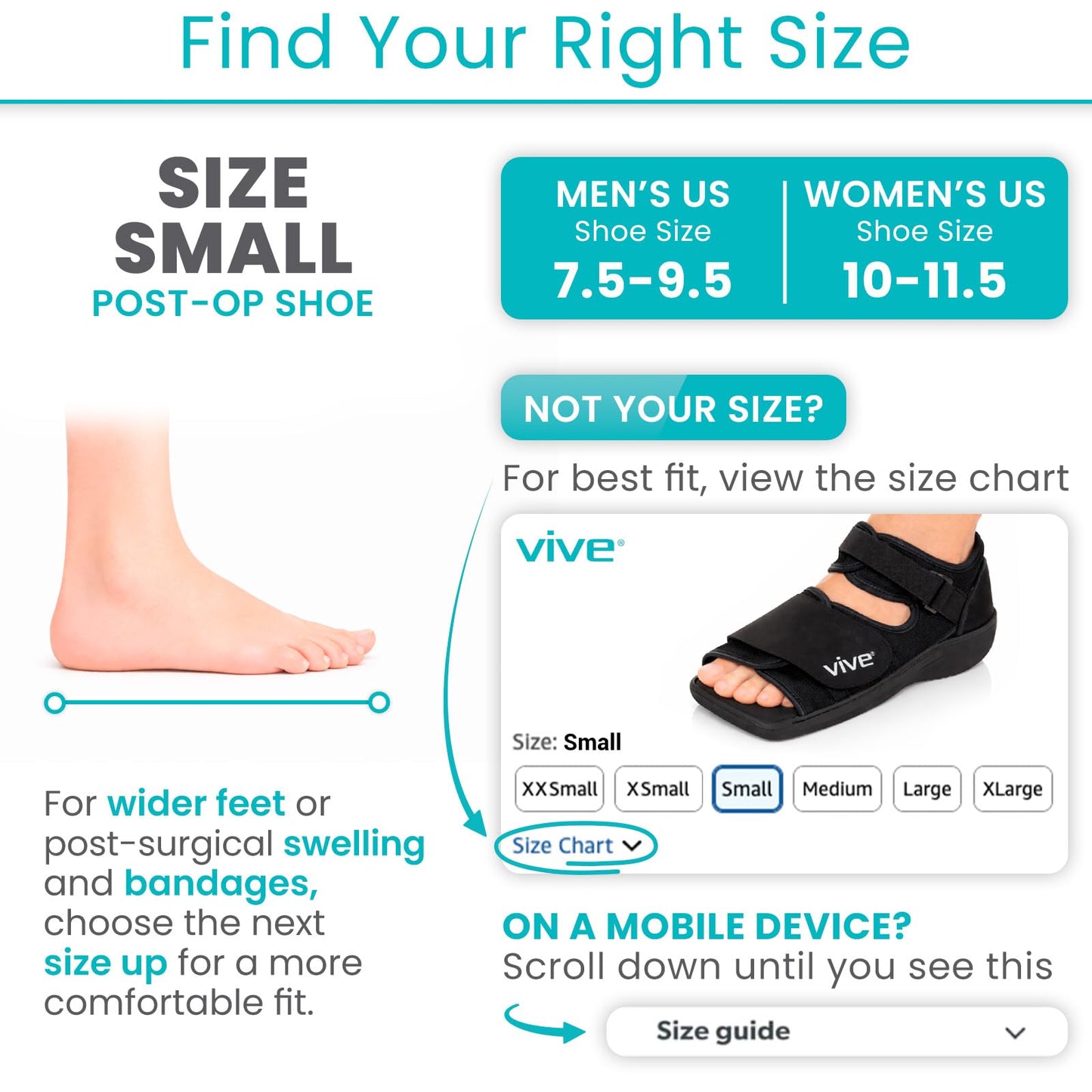 Vive Post Op Shoe - Lightweight Medical Walking Boot with Adjustable Strap - Orthopedic Recovery Cast Shoe for Post Surgery, Fractured Foot, Injured Toes, Stress Fracture, Sprains - Left or Right Foot