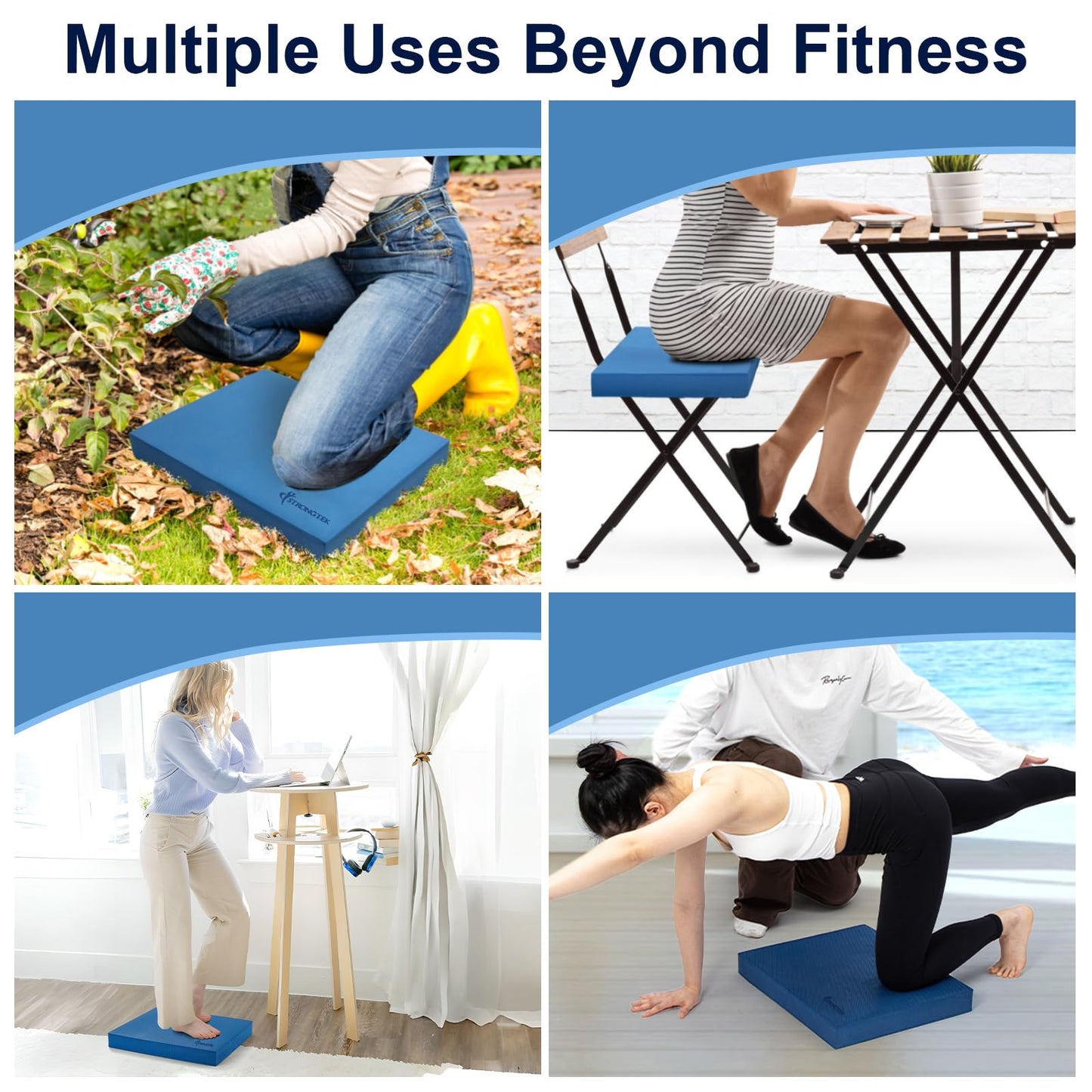 StrongTek Extra Wide Foam Balance Pad for Physical Therapy, 19" X 15.8" X 2.4", High-Density TPE Foam Pad for Exercise, Enhanced Stability, Core Strength, Non-Slip & Water-Resistant, for Fitness, Yoga