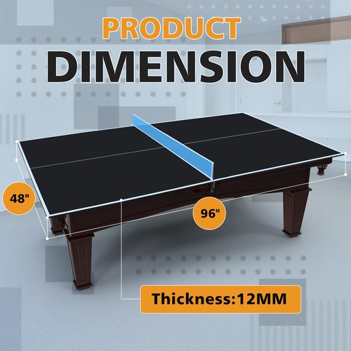 Ping Pong Table Top for Billiard Table, 96" Foldable Table Tennis Table Topper for Pool Table, Indoor Outdoor Table Tennis Conversion Top w/Net & Premium Foam Padding, Lightweight and Portable (Black)