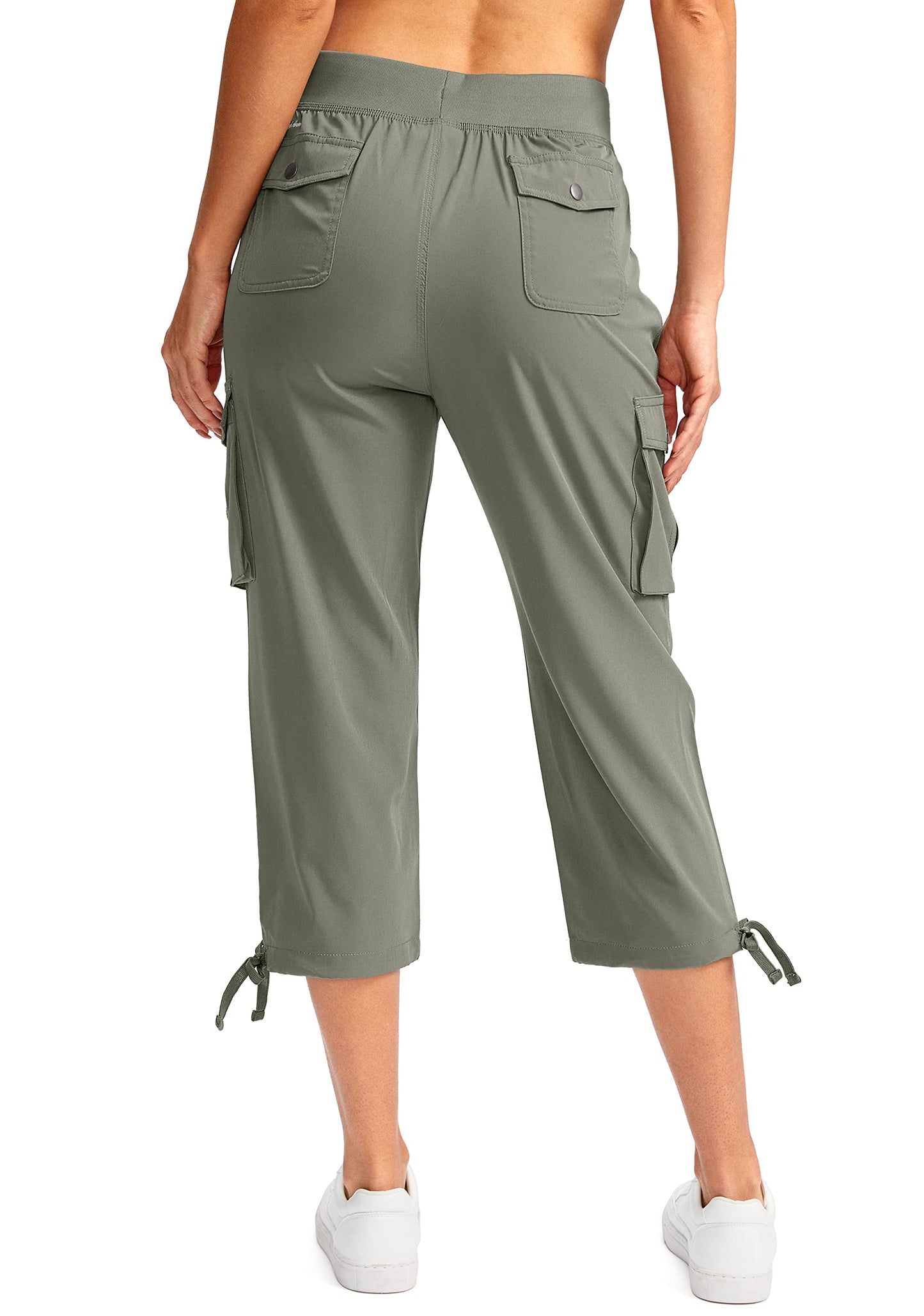 Soothfeel Women's Cargo Capris Pants with 6 Pockets Lightweight Quick Dry Travel Hiking Summer Pants for Women Casual (Grey Sage, XL)