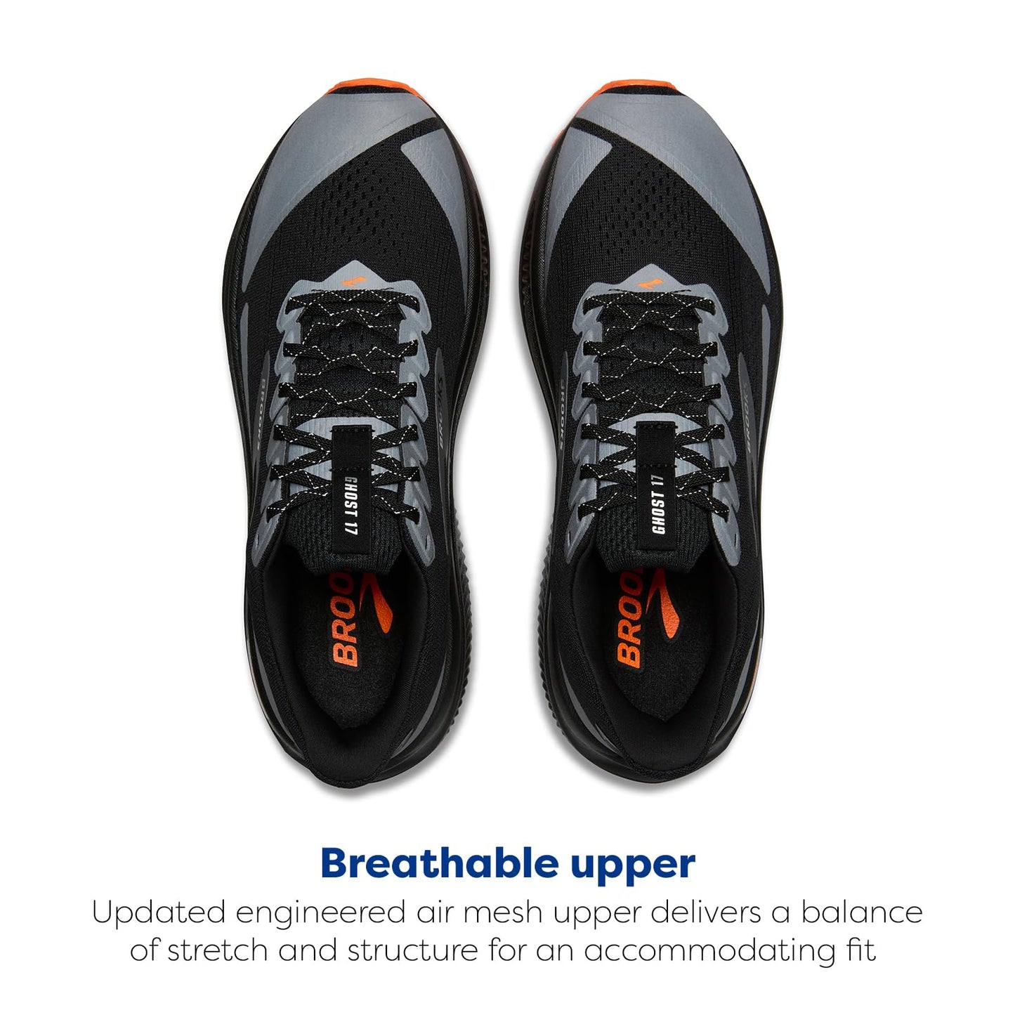 Brooks Women’s Ghost 17 Neutral Running Shoe - Black/Orange - 11 Medium