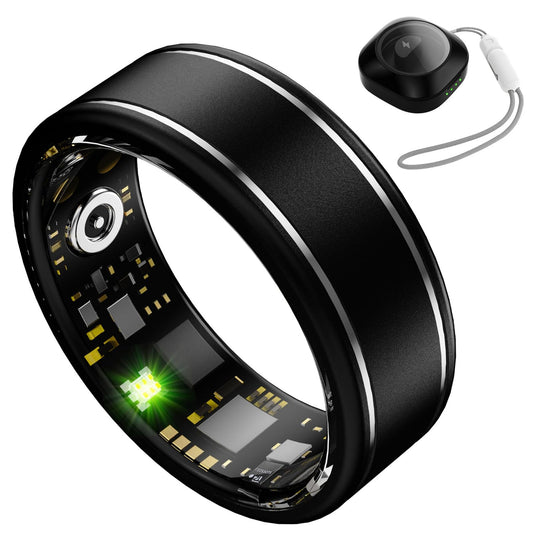 Anarow Smart Ring for Men Women – Fitness Tracker Ring with Heart Rate, SpO2, Blood Pressure, Sleep Monitoring, Step & Calorie Counter, No Subscription Fee, iOS & Android Compatible (Black, 9)