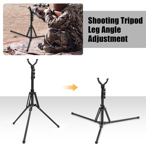HUNTPAL 16"-62" Hunting Tripod Stand Shooting Stick Gun Rifle Rest With Removable 360 Rotation V Yoke - Versatile Portable Foldable Matt Aluminum Gun Support for Range Practice