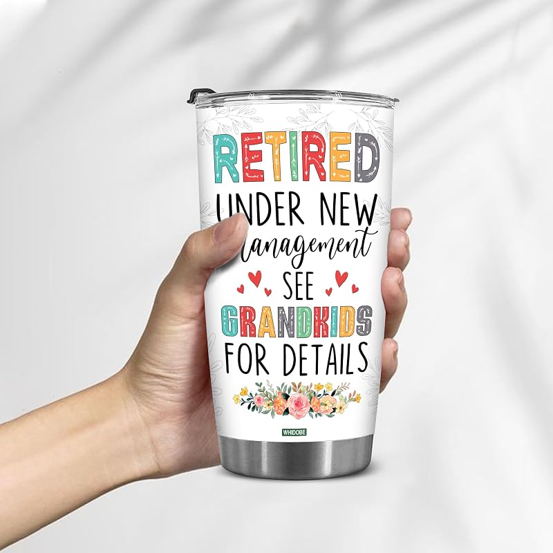 WHIDOBE Retirement Tumbler - Gift for Retired Women, Grandma, Mom - 20 oz Stainless Steel