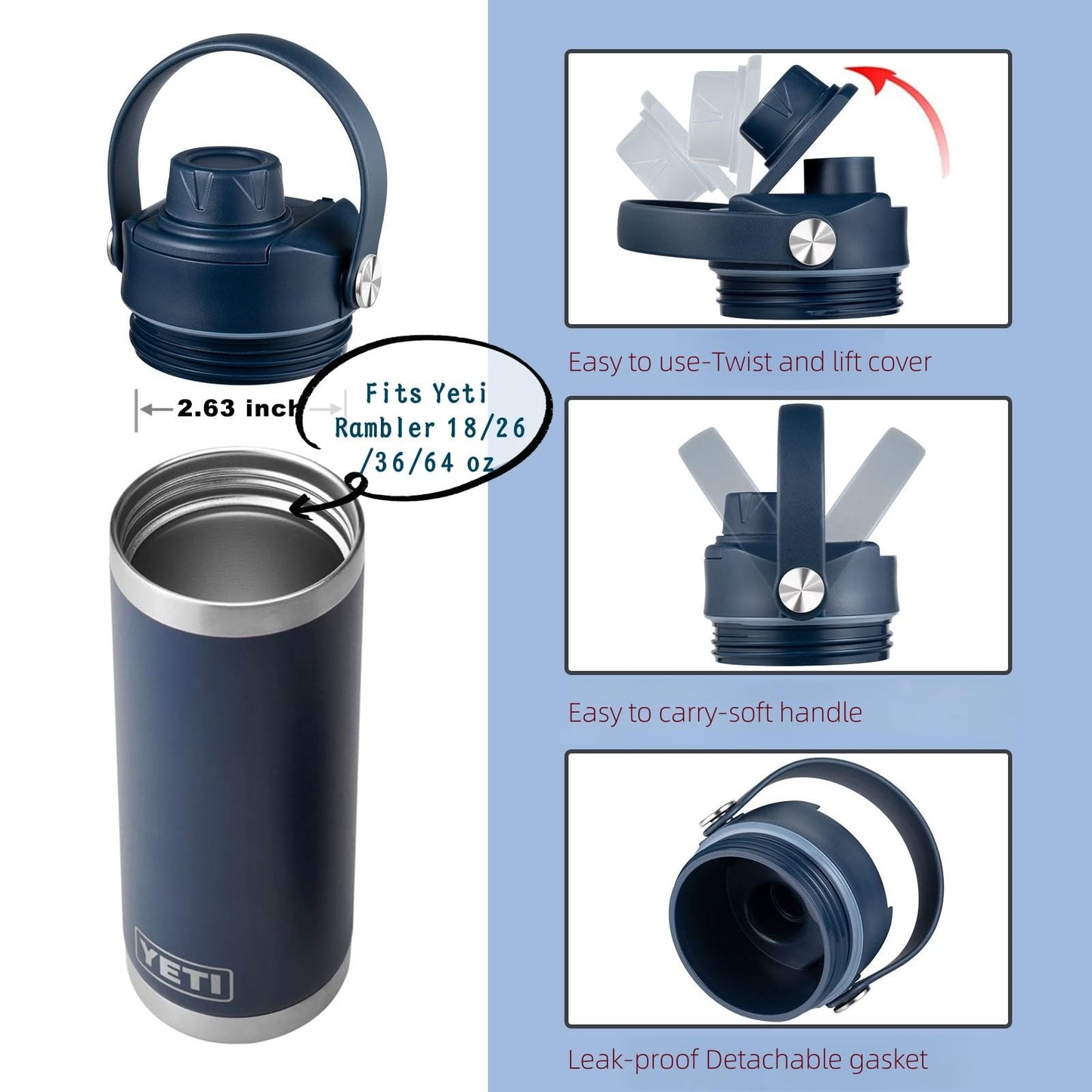 Chug Lid for YETI Rambler Bottles, Black