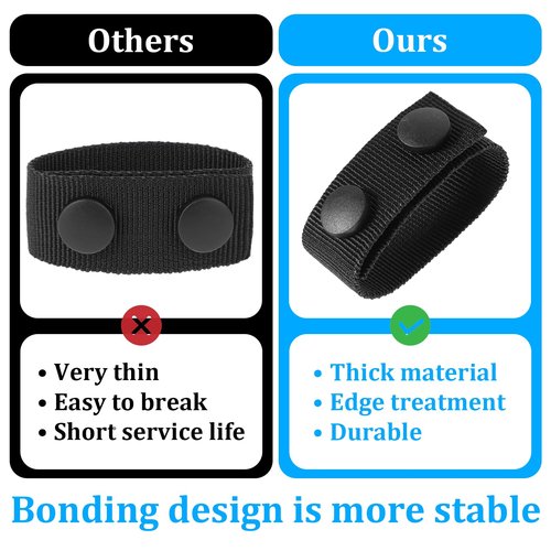 Tweruna 6 PCS Belt Keepers for Duty Belt, Nylon Duty Belt Keepers with Double Snaps, Black Belts Loop Keeper for Police Equipment Tactical Belts Accessories