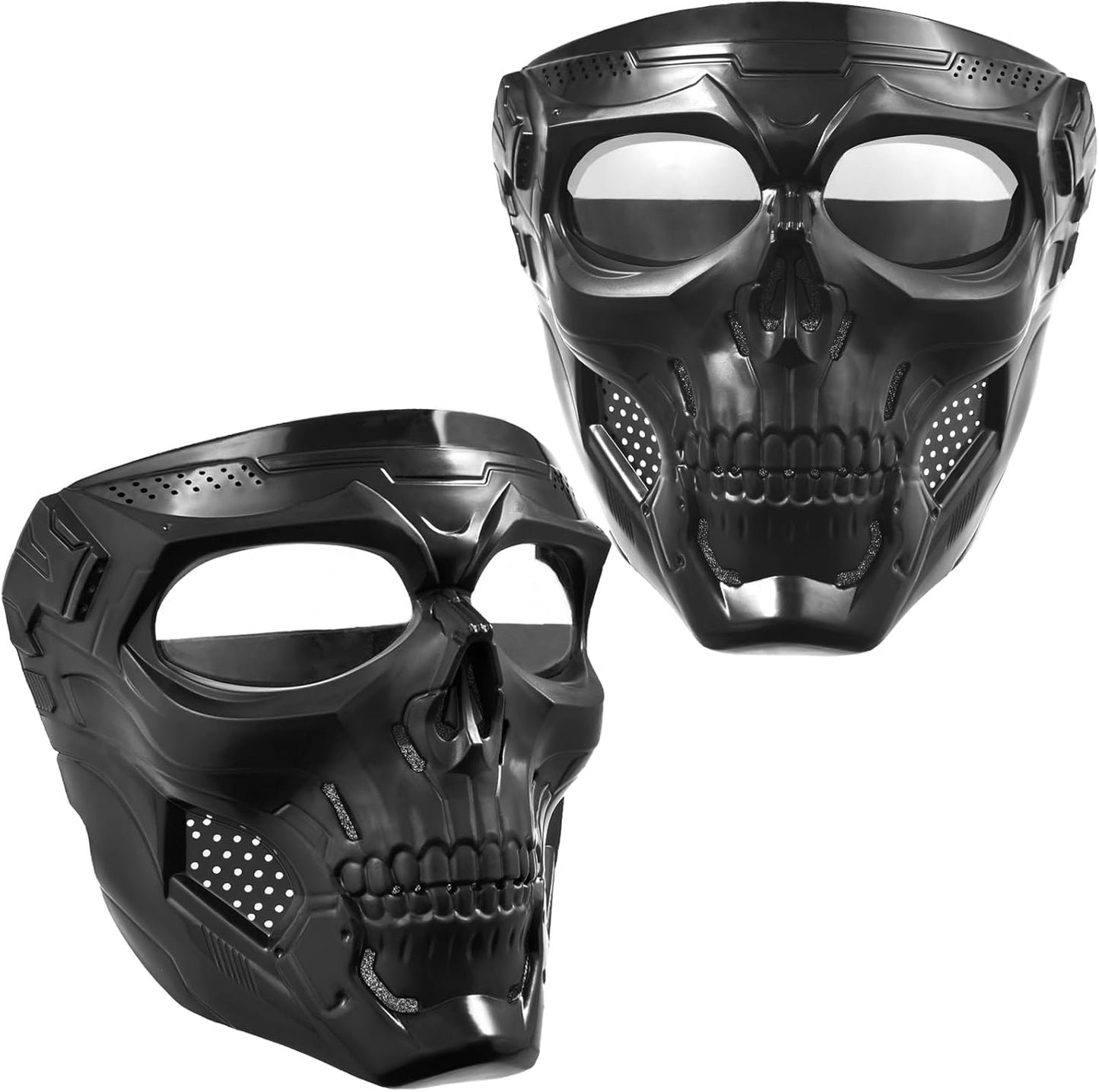 2PCS Airsoft Mask Paintball Mask Full Face Tactical Mask Suitable for CS Survival Games Shooting Cosplay Movie Halloween Skull Mask