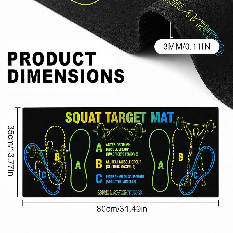 Squat Mat with Foot Position – Non-Slip Gym Pad for Proper Squat Form (Green/Black) - Orelaventino