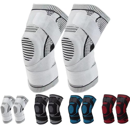 Motion Max Knee Pro,Motionmax Knee Pro Brace,KneeBrace Bone on Bone Support,One Pair with Adjustable Non-Slip Strap (Gray,L)