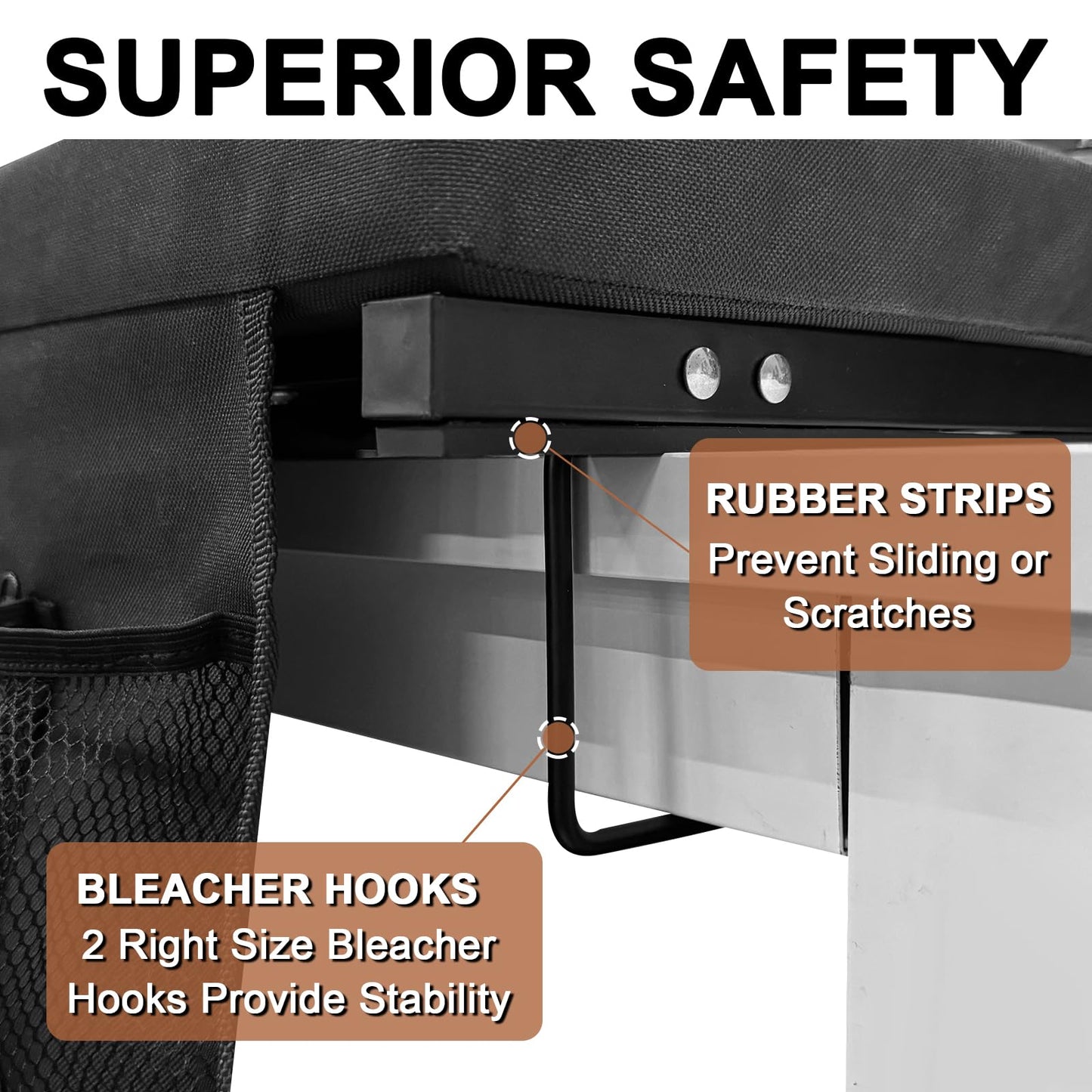 Romswi 2PK Stadium Seats for Bleachers with Back Support, Comfort Thick Padded Bleacher Seats with Cushion, Portable Folding Waterproof Bleacher Chair, with Shoulder Strap for Sports, Events, Camping