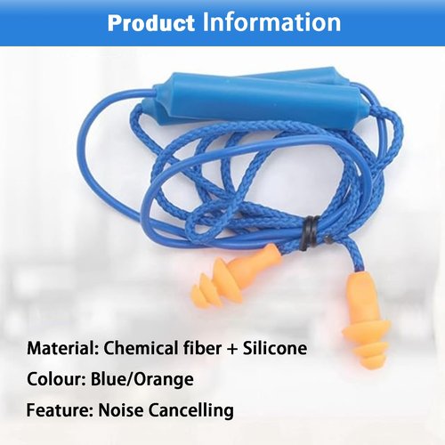 Ear Plug Headphones for Work, Bluetooth Hearing Protection, Construction Earplugs, Noise Suppression Earphone for Construction Sites, Noisy Places (Blue, 1 Pair, One Size)
