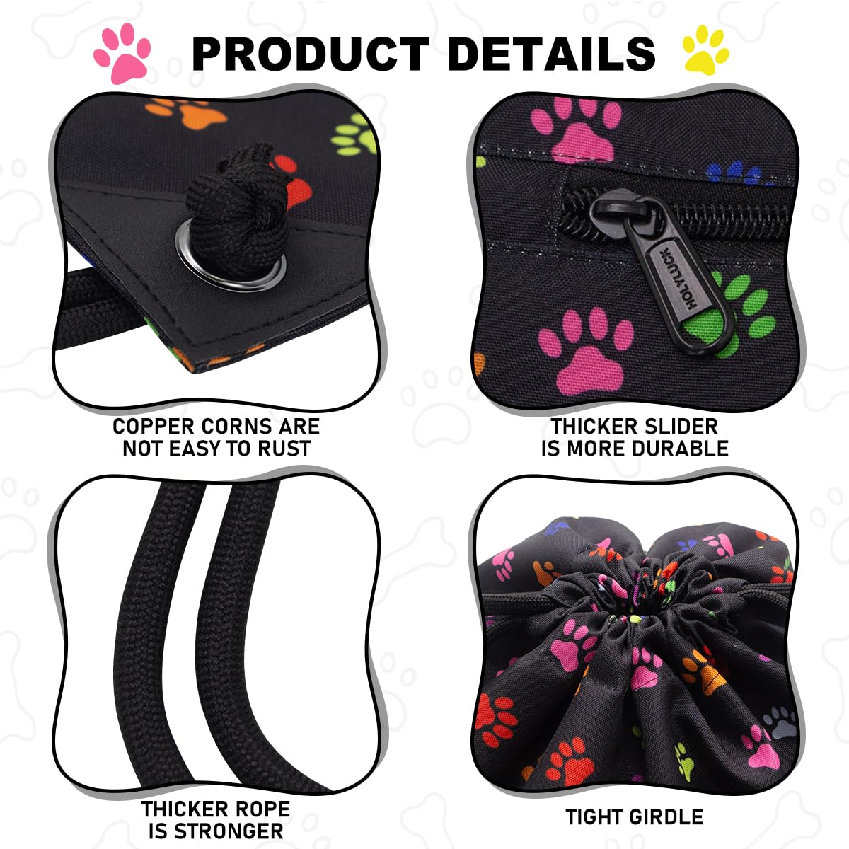 HOLYLUCK Drawstring Backpack Bag Sport Gym Sackpack (Black dog paw prin)