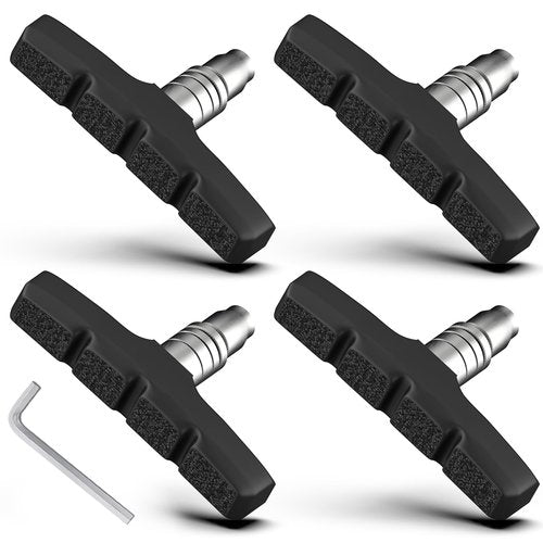 FJCTER Bike Brake Pads, 70mm Universal V Brake Pads, 4PCS Mountain Bike Brake Pads Set with Allen Wrench, Compatible with Cruiser Road BMX Hybrid Folding Bikes, Bicycle Brakes Replacement