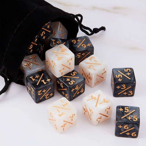 48 Pieces Counter Dice MTG Minus Plus 1 Tokens Magic Counters Bulk D6 Dice Set Compatible with MTG TCG Cards Gaming Accessories