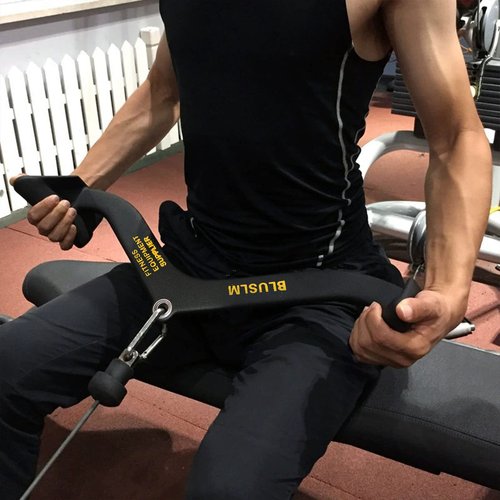 BLUSLM LAT Pull Down Bar for Cable Machine, LAT Pulldown Attachments T-bar V-bar Cable Attachment for Gym, Back Tricep Strength Training Handle (5 Pieces)