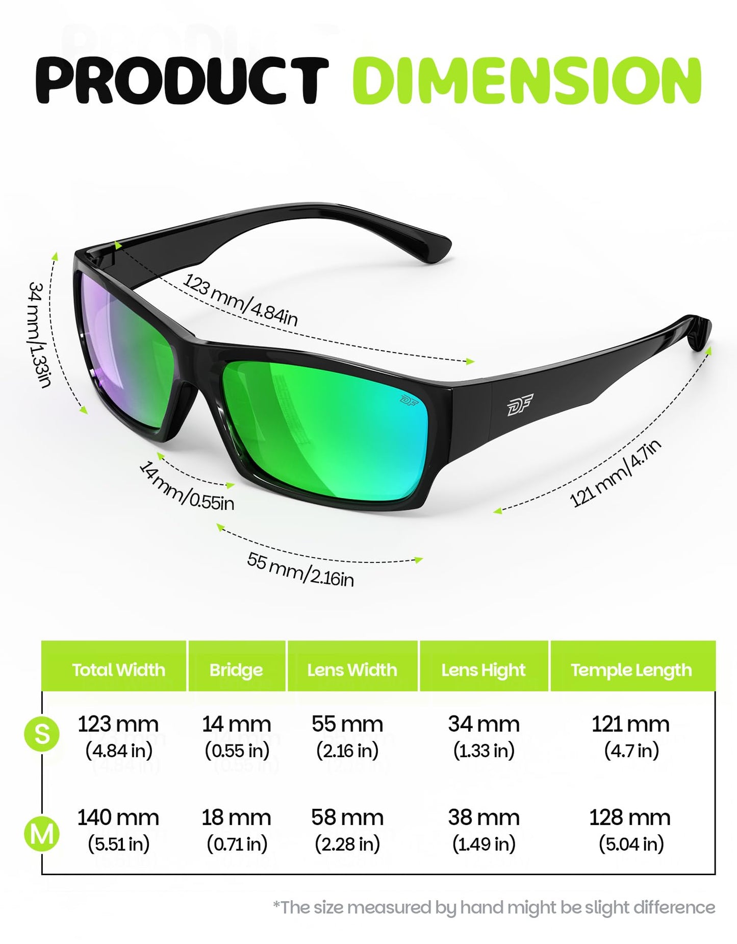 DEAFRAIN Kids Sunglasses for Boys Girls Child Youth Sports Polarized Baseball Running Cycling Black Green Glasses with Unbreakable Frame for Age 8 9 10 11 12 13 14