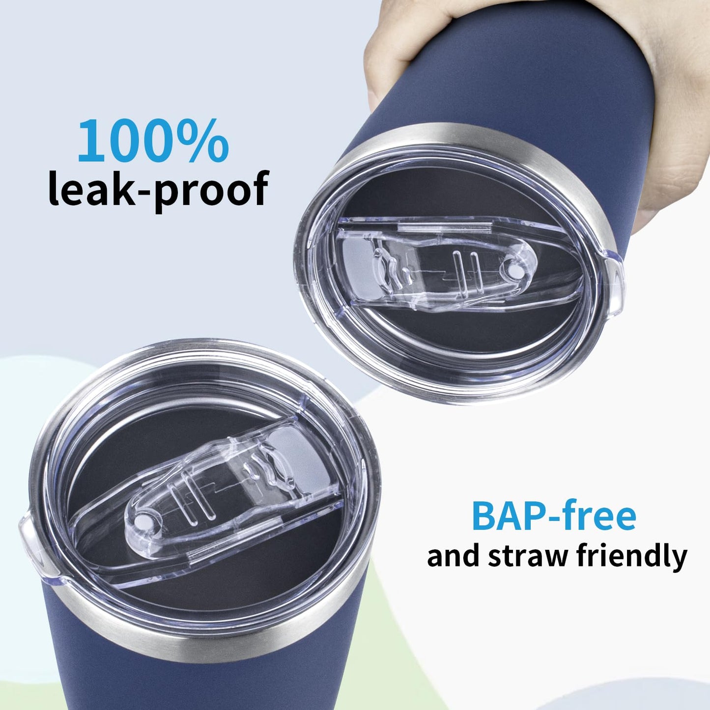 20 oz Tumbler Replacement Lids 2 Pack,Fit of Inner Diameter 3.23 to 3.25 INCH Tumbler Cup,Spill Proof Splash Resistant Tumbler Lids Silicone Sliding Covers BPA-free
