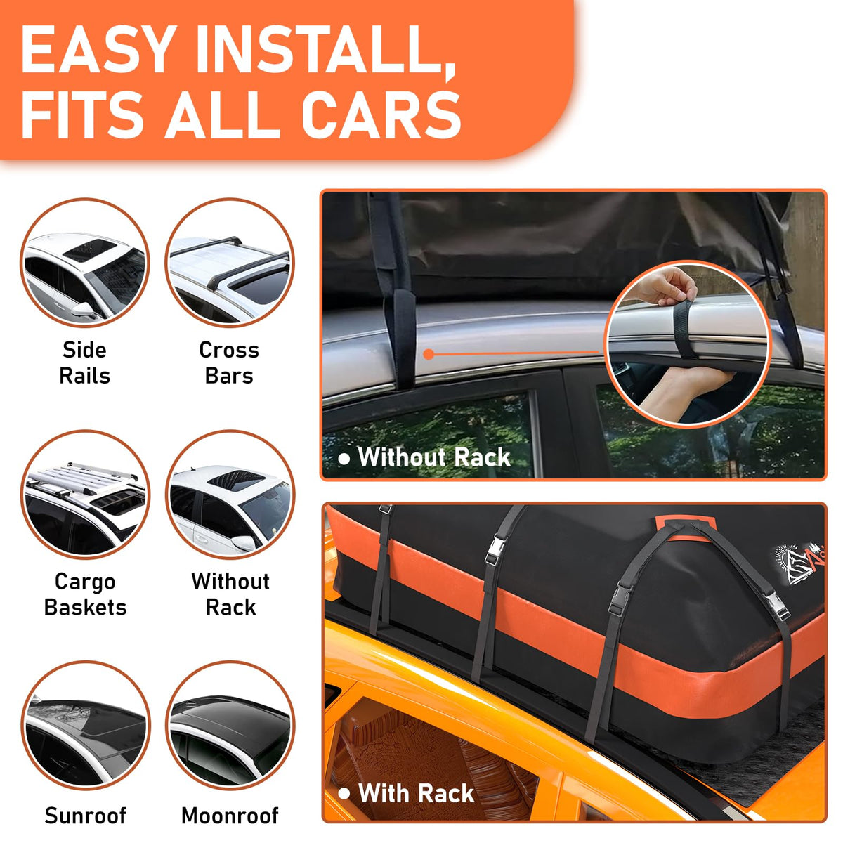 Asinking Car Rooftop Cargo Carrier Bag 21 Cubic feet Waterproof Car Roof Top Bag for All Cars with/Without Rack, Includes Anti-Slip Mat, 10 Reinforced Straps, 6 Door Hooks, Luggage Lock