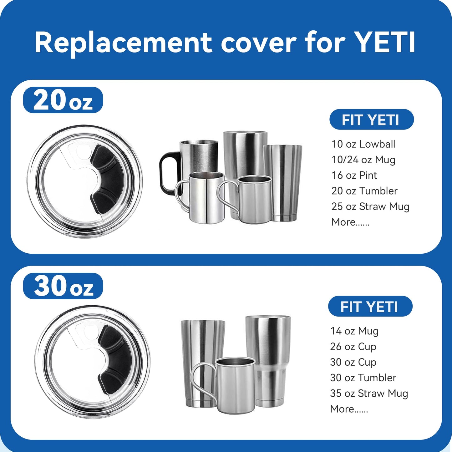 Prurex Magnetic Lid for YETI Rambler 20oz Tumbler & 3.2 Inch Mouth Bottles | Transparent SK Material | Sliding Lock Leakproof Design | Durable Replacement Cup Cover(1 Pack)