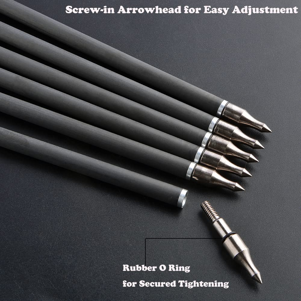 SHARROW 33 inch Carbon Arrow Hunting Arrows 400 Spine with 100 Grain Removable Tips for Archery Compound & Recurve & Traditional Bow Hunting Practice Shooting 6/12pcs (12pcs, Purple)