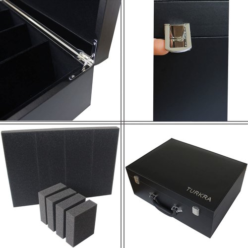 TURKRA Leather Storage Case for Graded Card Slab, Magnetic/Screwdown Card holder, Toploaders and Semi-Rigid Card Holder, Premium Display Case for Sports Cards and Trading Cards (Black)