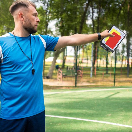Mabor 2Pcs Soccer Referee Cards, Red and Yellow Warning Cards Set with Record Paper, Pencil and Card Storage Wallet, Soccer Referee Kit for Football Matches, Sports Games