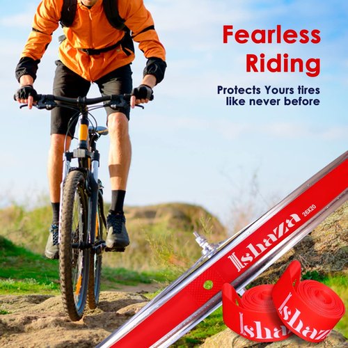 Ishaza Pack of 2 Bicycle Rim Strip 26" x 20mm ??Red Rim Tape High-Pressure, Puncture & Temperature Resistant Durable Elastic PVC Bike Wheel Liner for Mountain & Road Bicycle