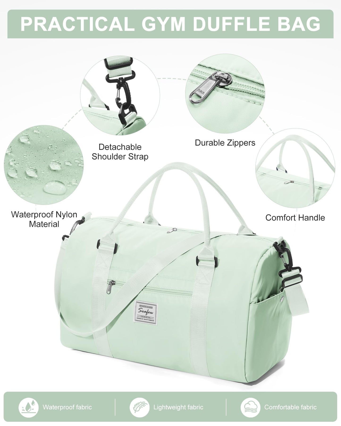 Gym Bag Womens Mens with Shoes Compartment and Wet Pocket Travel Duffel Bag for Women for Plane Sport Gym Tote Bags Swimming Yoga Small Waterproof Weekend Overnight Carry on Bag Hospital Holdalls