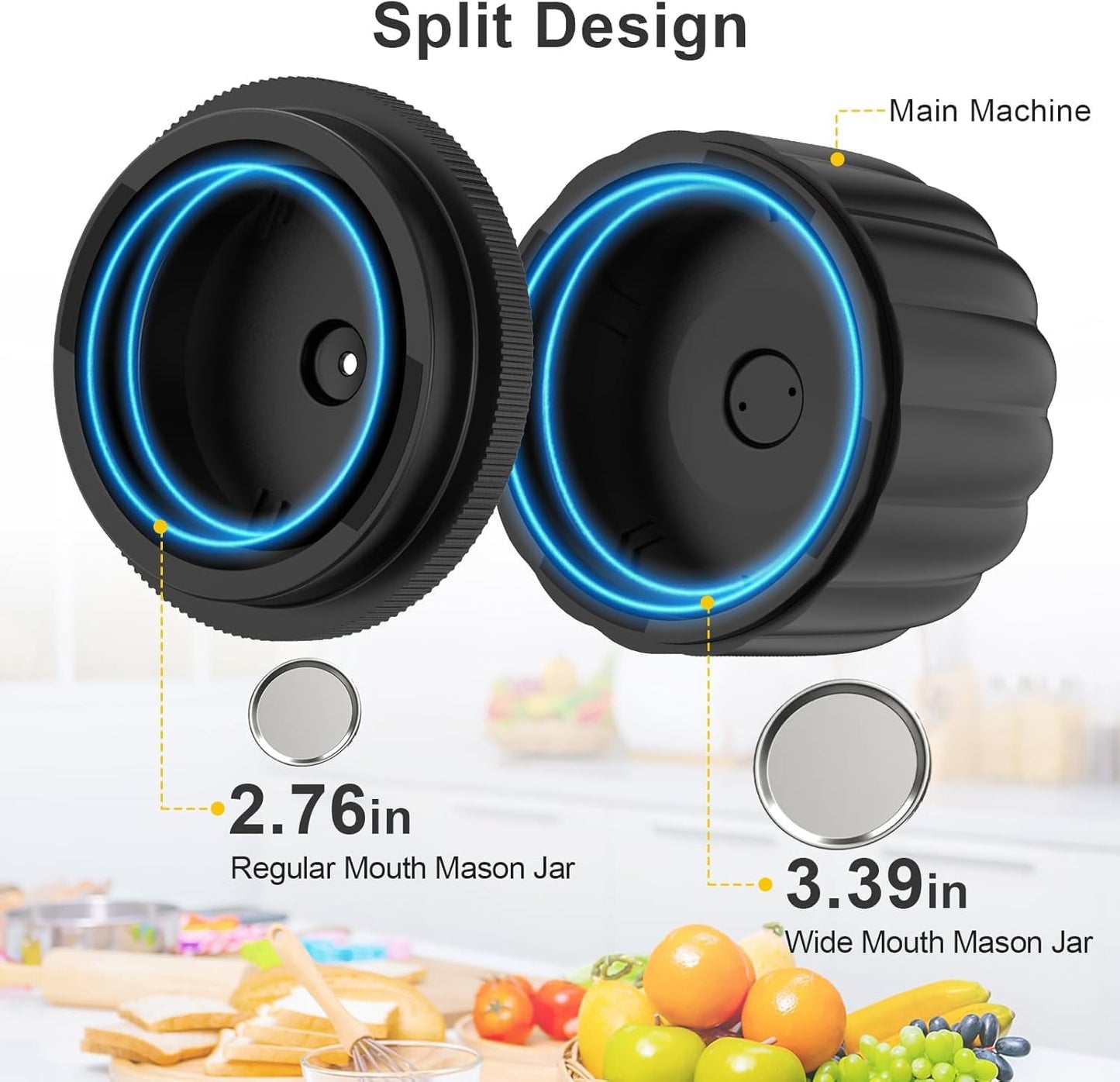 Bunyta Electric Mason Jar Vacuum Sealer Kit - Portable Jar Vacuum Sealer for Canning Jars, with Wide and Regular Mouth Mason Lids