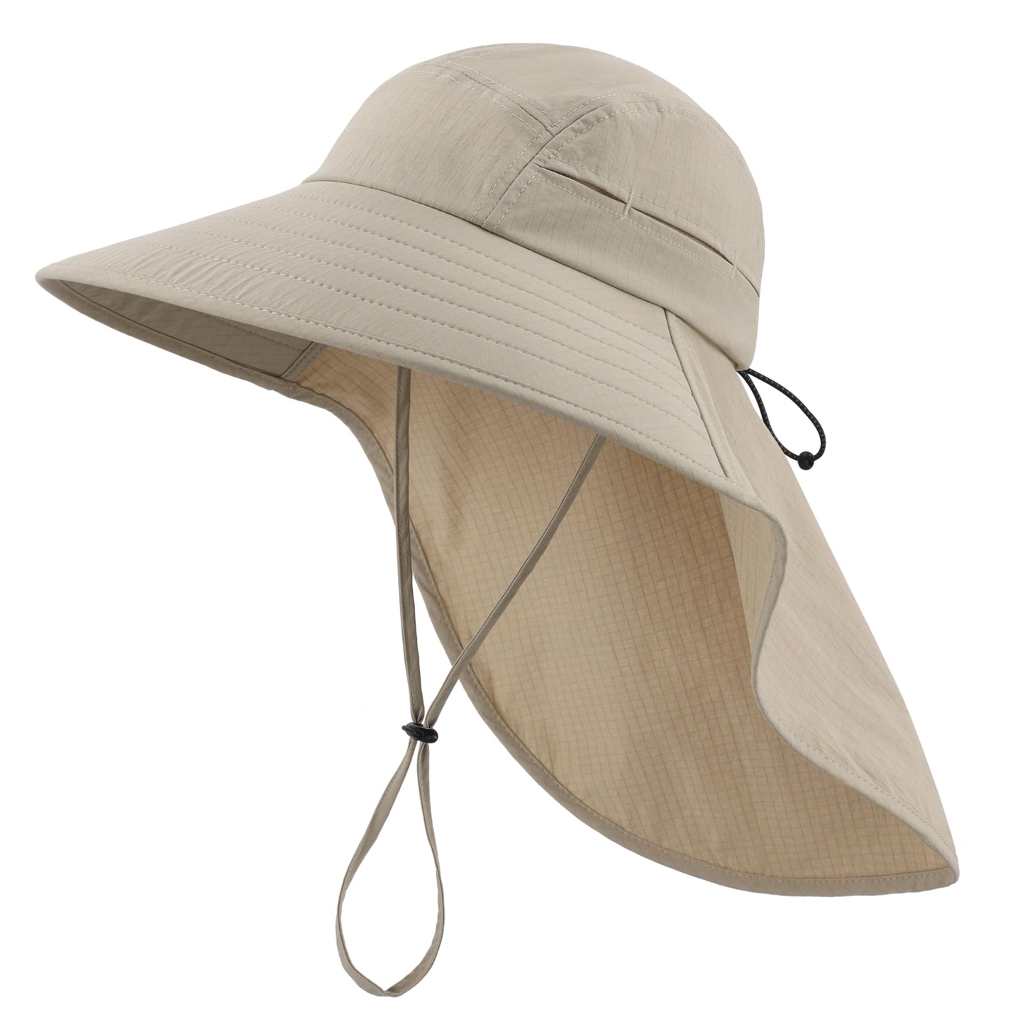 Home Prefer UPF 80+ Sun Hat for Men Women Wide Brim Sun Hat with Neck Flap Summer Safari UV Protection Gardening Fishing Hat Khaki