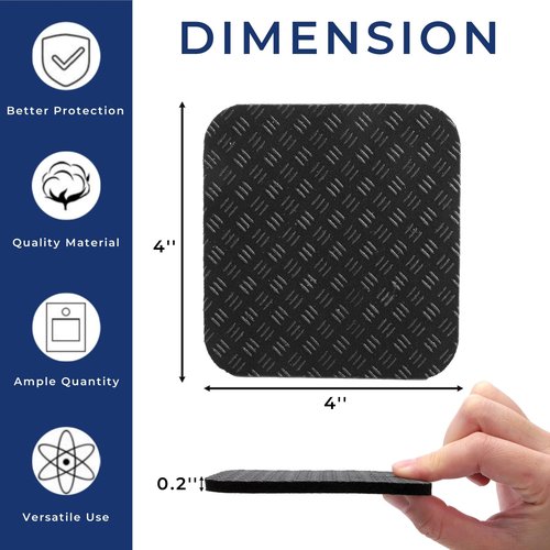 Nagpew 12 Pieces Treadmill Mat Pads, 4'' x 4'' x 0.2'' Non Slip Exercise Equipment Mats with Double-sided Silicone Coating, Anti-vibration Bike Mat for Hard Wood Carpet Floors, Walking Pad