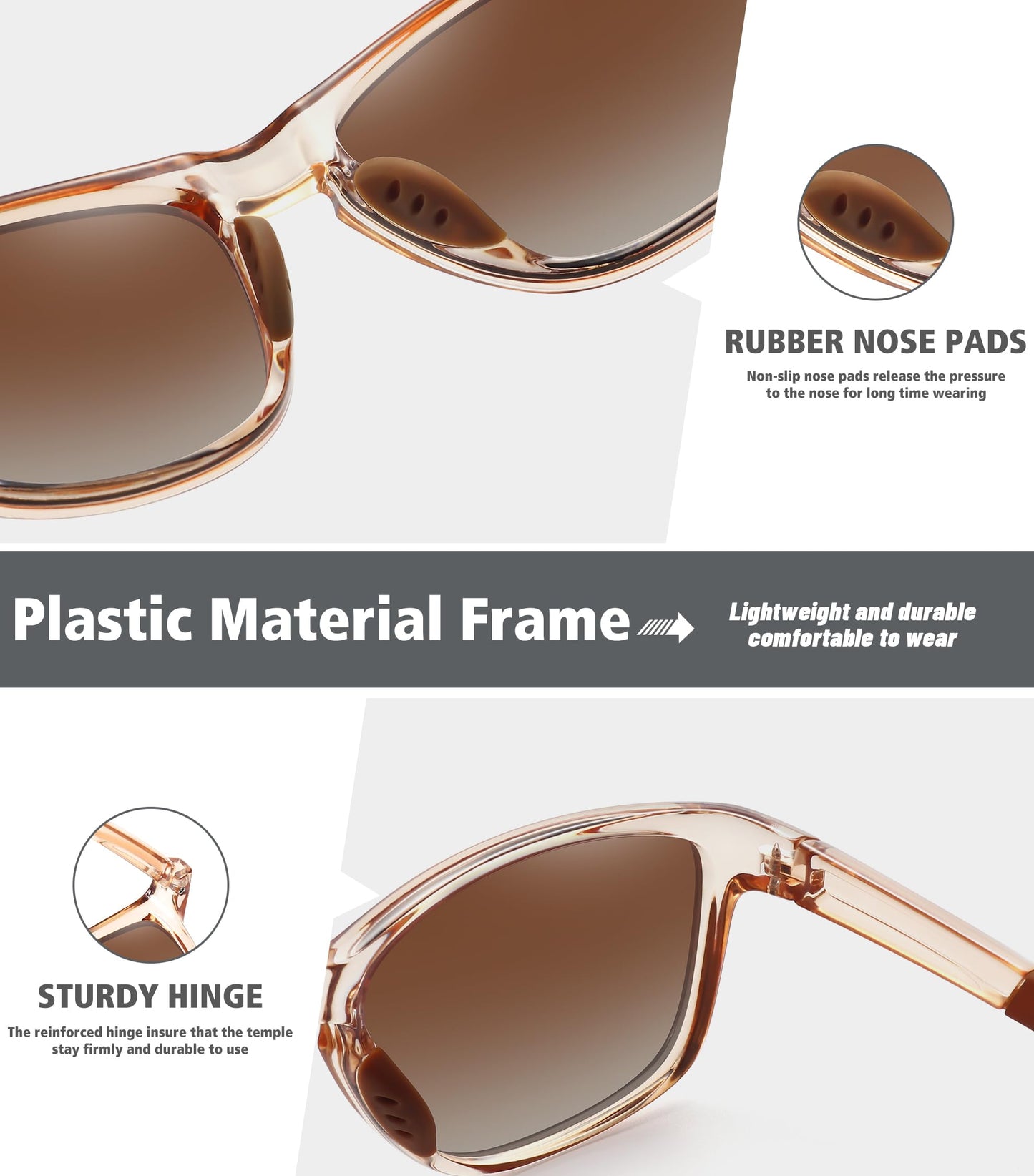 MEETSUN Polarized Sports Sunglasses for Women Men Driving Running Cycling Fishing Sun Glasses UV400 Protection Light Brown Frame-Gradient Brown Lens