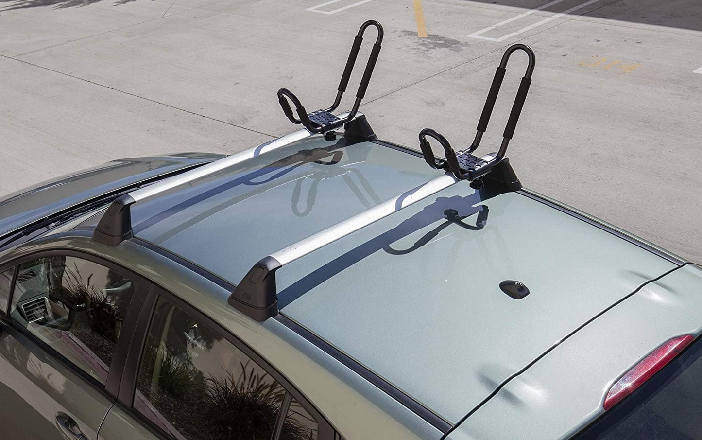 Kayak Roof Racks - J-Bar Hooks Canoe, Surf-Board & Kayaks Carrier - Universal Fit for SUP Roof-top Rack Mount on SUV, Cars, Truck, with Tie Down Straps & Accessories