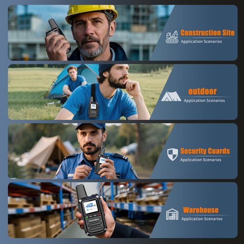 Global Lifetime Free Rapid Walkie Talkies Unlimited Range 4G LTE PoC(Push-to-Talk Over Cellular) Radios Nationwide PTT Two Way Radios Long Distance for Family, Logistics, Company 2pcs with sim Card