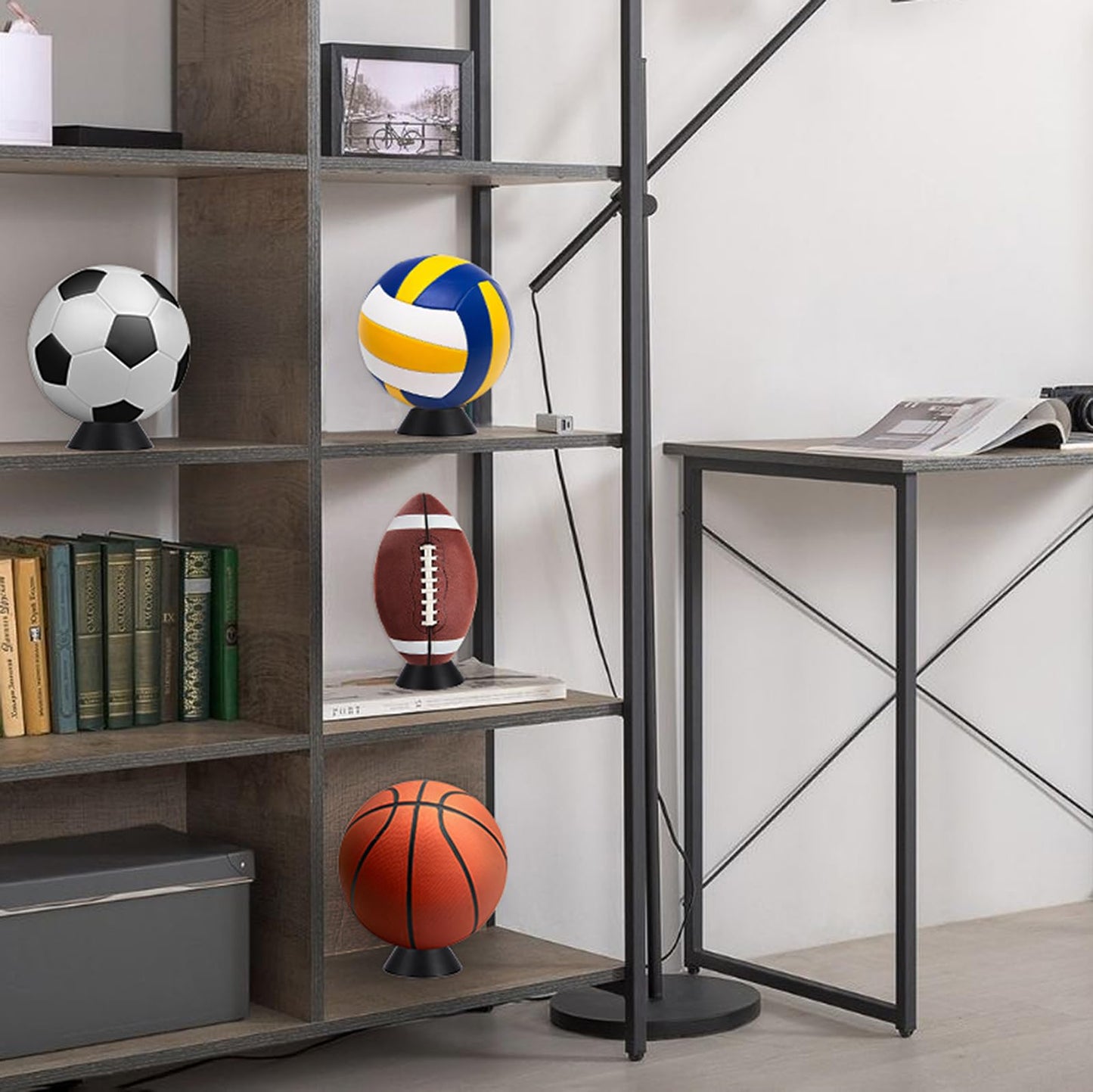 Hipiwe Ball Display Stands Holder - 10 Packs Plastic Sport Ball Holder Black Soccer Ball Display Rack Memorabilia Ball Display Ring Pedestal for Football Basketball Volleyball Baseball