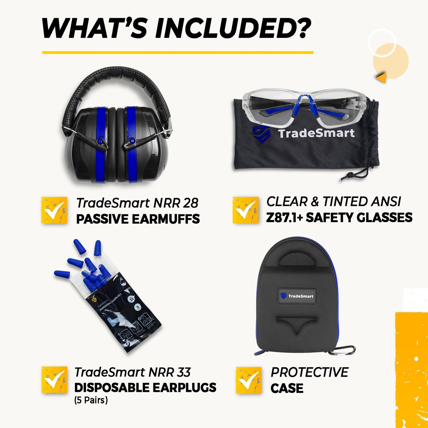 TradeSmart Shooting Ear & Hearing Protection NRR 28 Safety Earmuffs Blue