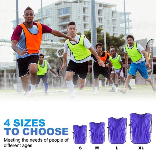 MECCANIXITY Training Vest 27 x 18 Inch Soccer Sports Team Practice Jersey for Adult Youth Teen Basketball Football (Purple, Pack of 12)