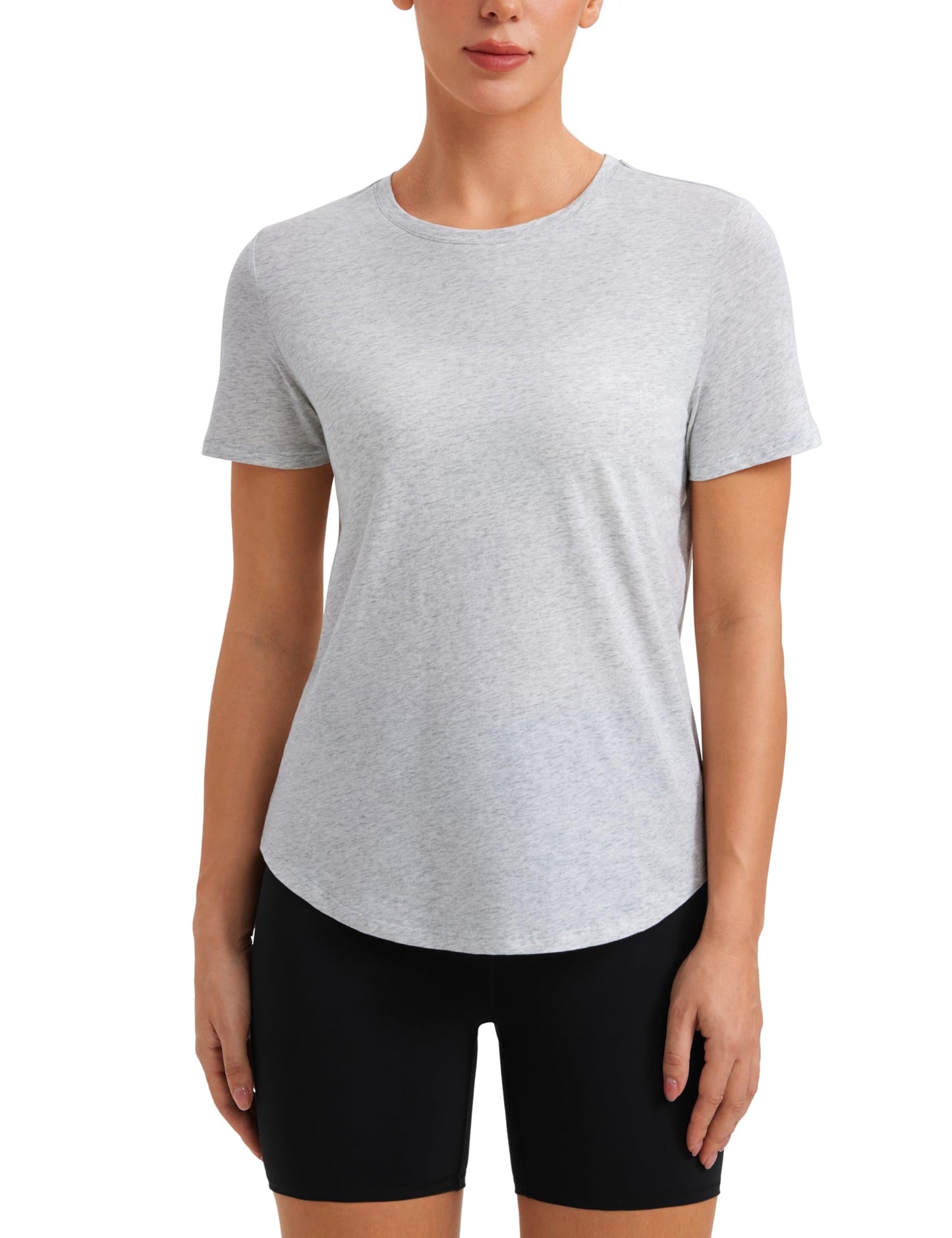 CRZ YOGA Pima Cotton Crewneck T-Shirt Light Grey Heather Medium