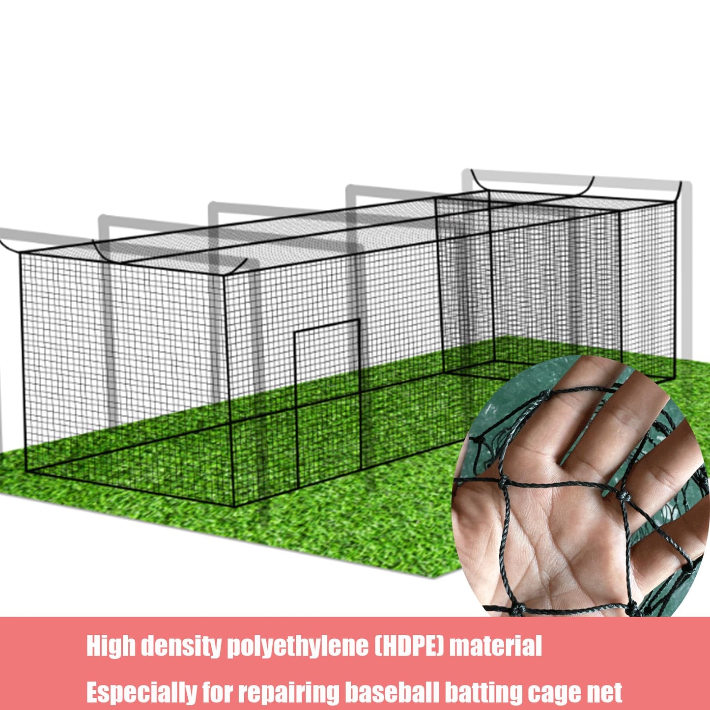 Surecha Batting Cage Net Repair Kit 6' x 7' Baseball Softball Backstop Nets #42 HDPE (60PLY) Heavy Duty with Twine &Zip Ties for Baseball Batting Cage Netting