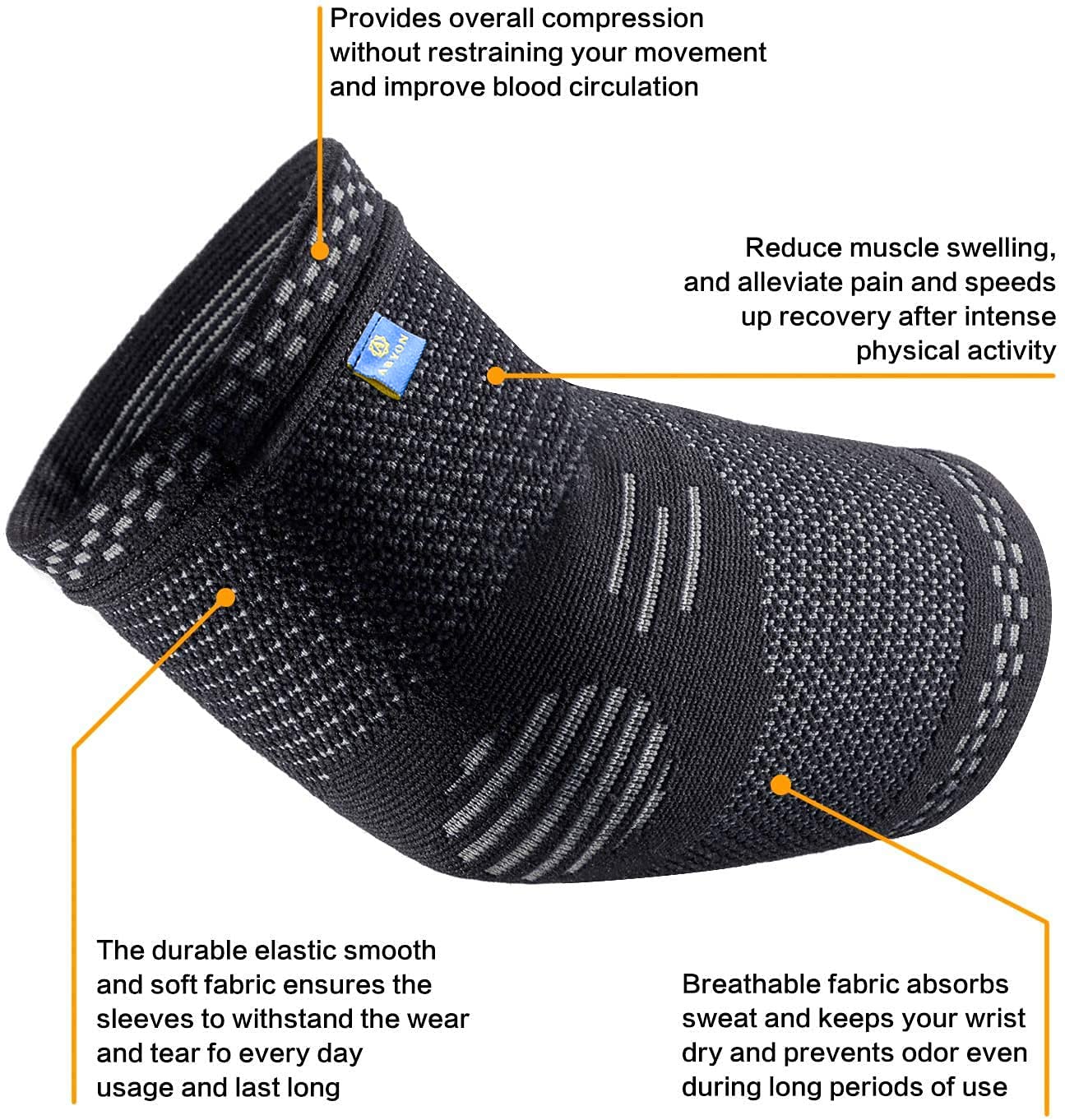 ABYON 3 Pack Professional Medical Grade Elbow Brace - Elbow Compression Sleeve (1pcs)+Tennis Elbow Brace (2pcs),Elbow Support Gear for Sports or Daily Use to Reduce Elbow Pain and Tendonitis | Tennis Elbow | Golfer's Elbow | Arthritis for Men and Women