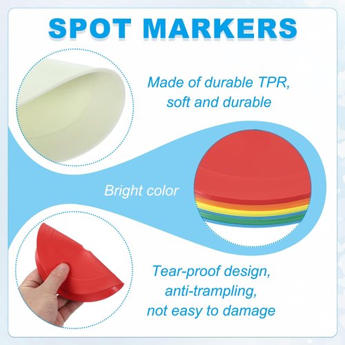 PATIKIL 6 Inch Flat Cones,6 Pcs Spot Markers Small Flat Soccer Training Cones for Football Basketball Agility Practice Sports Training Equipment, White