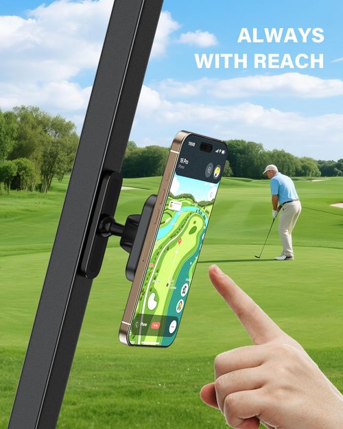 A2C Upgraded Magnetic Golf Cart Phone Holder Compatible with MagSafe iPhone 16 Pro Max Plus 15 14 13 12 Fits EZGO Club Car Yamaha Icon, Golf Cart Accessories Essential Gifts for Father Men Grandpa Dad