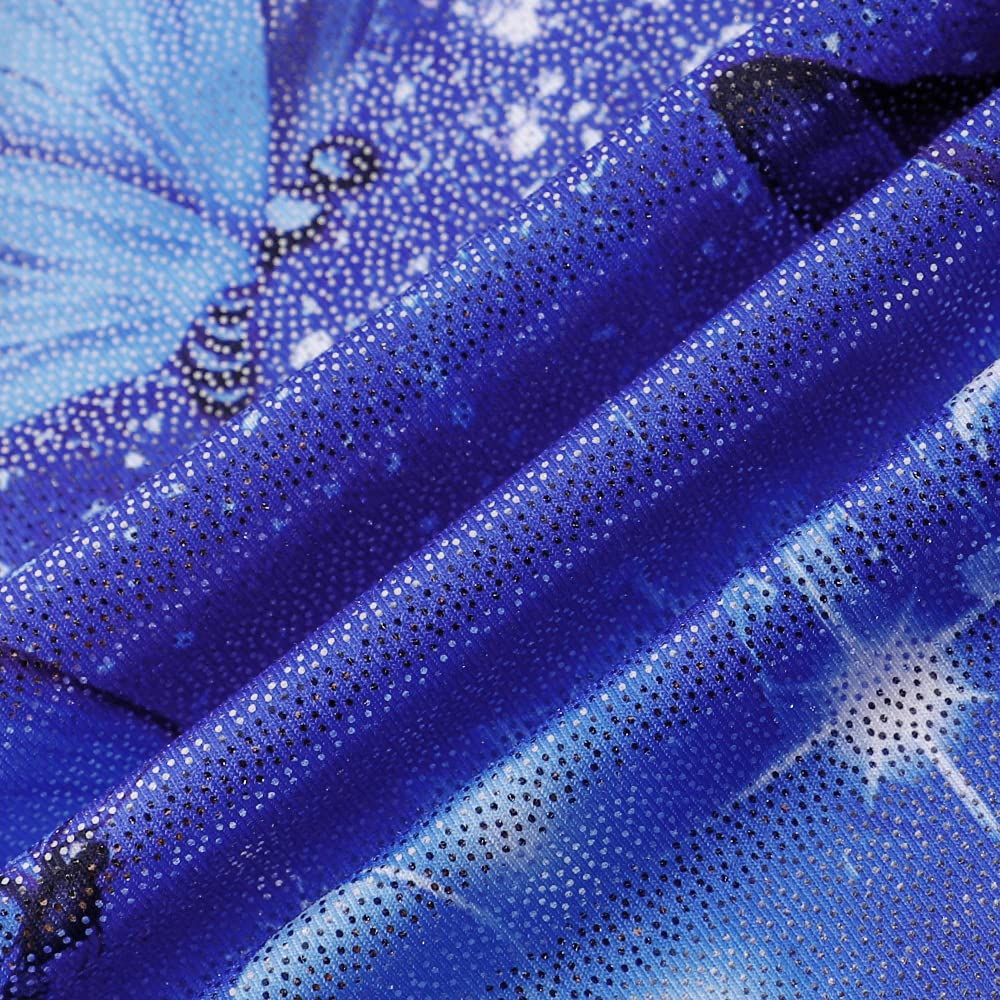 Belovance Gymnastics Leotards for Girls 9 10 Kid Dance Outfit Sparkly Blue Butterfly Biketard Toddlers Child (Butterfly Blue, 9-10 Years)