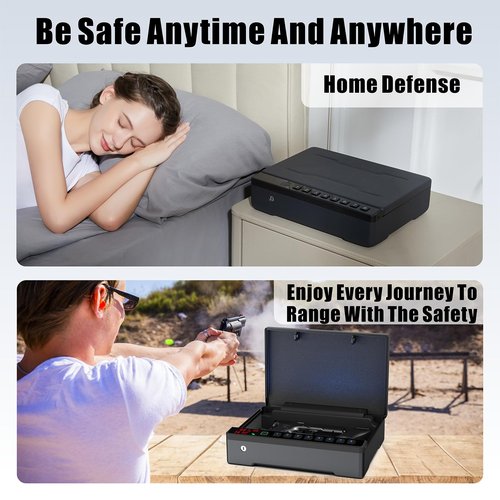 Z ZLJUAN Gun Safe, Quick Access Gun Safe for Handgun, Pistol Safe with Biometric Fingerprint/Quick Electronic Keypad/Keys