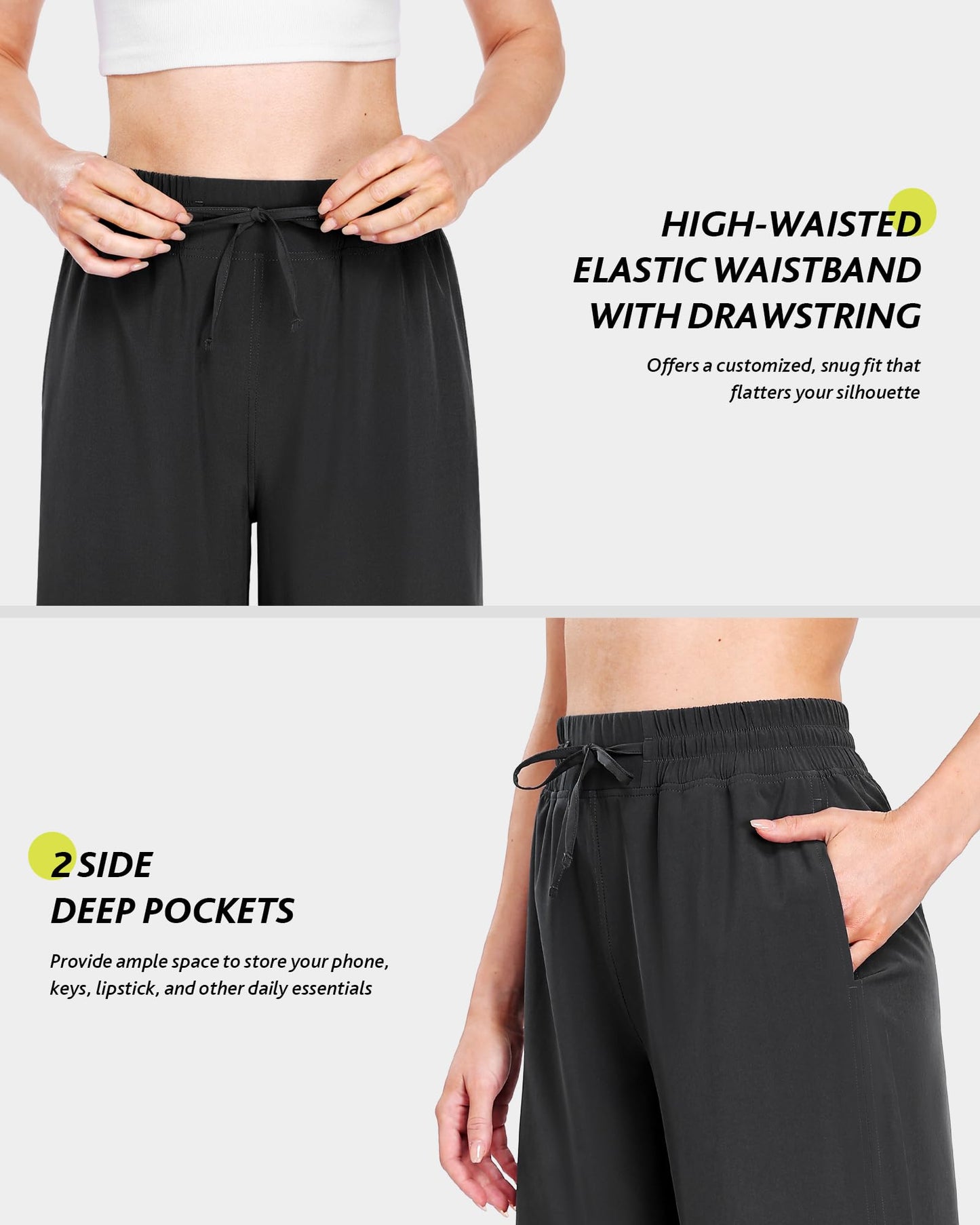 CAMPSNAIL Wide Leg Pants Women - 25"/29" Casual Summer Capri Sweatpants Lightweight Yoga Pants for Dress Travel Business Work