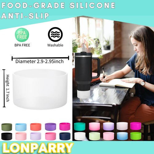 LONPARRY 2-Pack Silicone Boot for Stanley 40 30 oz Quencher Adventure Tumbler, IceFlow 30 20 oz, Stanley Cup Protector Accessories Clear