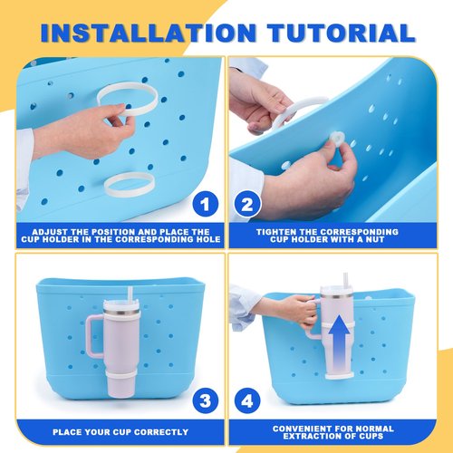 Wioxewi Accessories for Bogg Bag Cup Holder, Bogg Cup Holder for Stanley 40 Oz & All Large Bogg Bags，Leak-Proof Drink Holder with Universal Design(Fits Stanley Cup, Bogg Bag Large, Bog Bag Models)