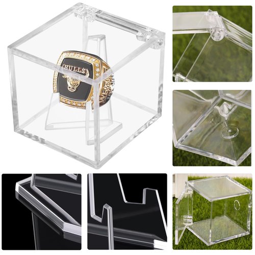 Championship Ring Display Case, Clear Acrylic Championship Ring Holder Box, Acrylic Display Easel Coin Stand Holder, Holder Box for Storage Championship Ring and.Coin (1, 2.36 Inch)
