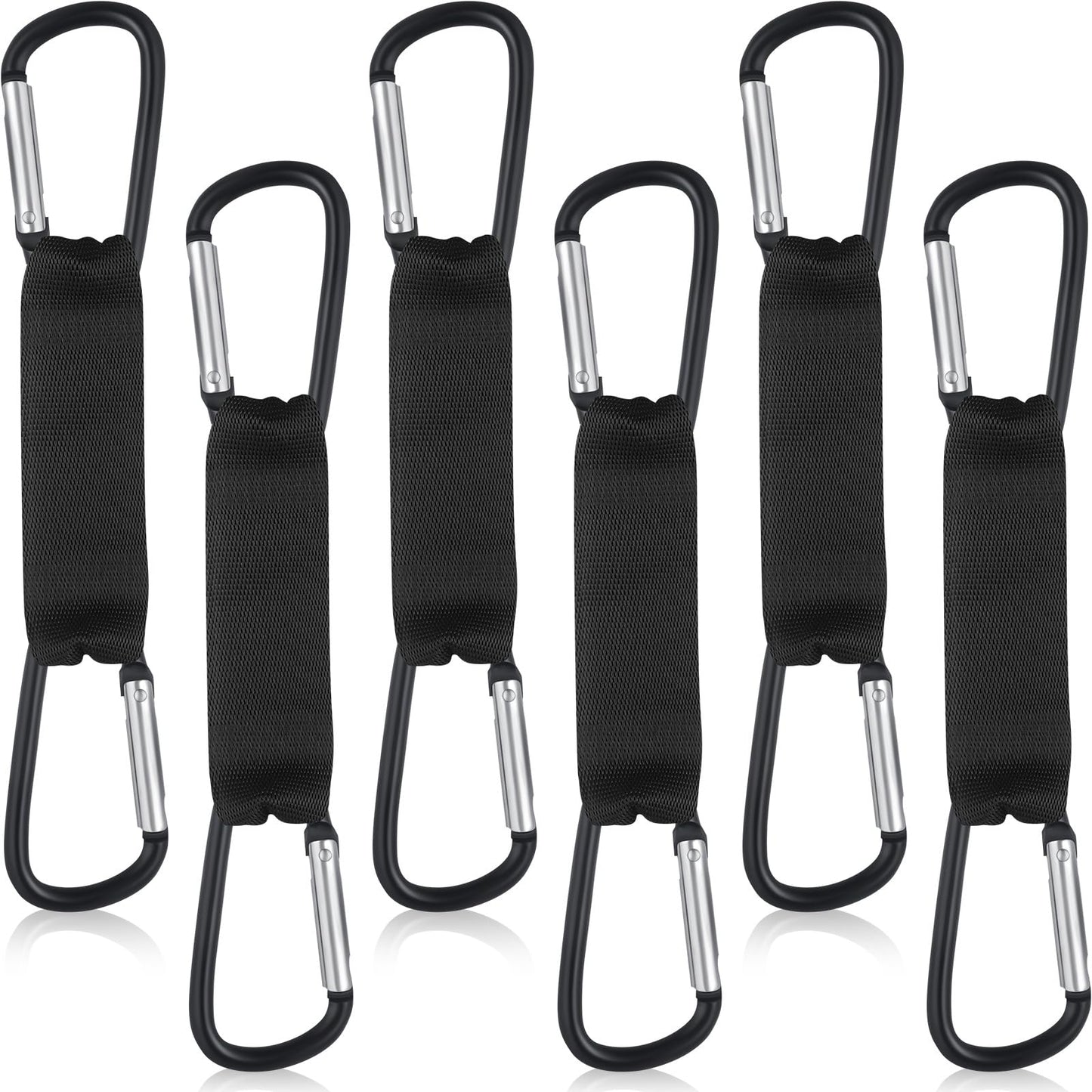 Hiboom 6 Pcs Fence Hooks for Baseball Bag Multifunctional Carabiner Hanging Backpack for Softball Tennis Outdoor Sport Water Cup (Black)